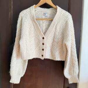 ARITZIA Sunday Best Cream Ecru Cooper Cable Knit Cropped Alpaca Cardigan Small